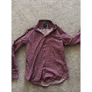 Mens Denim And Flower Multicolored pink Button Up Long Sleeve Polo Size Medium